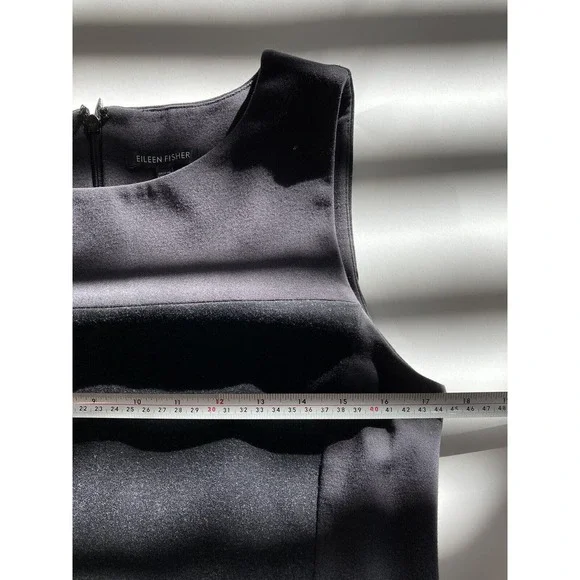 EILEEN FISHER Charcoal Stretch Color Block Boat Neck Sleeveless Dress Size 6 - Picture 7 of 8